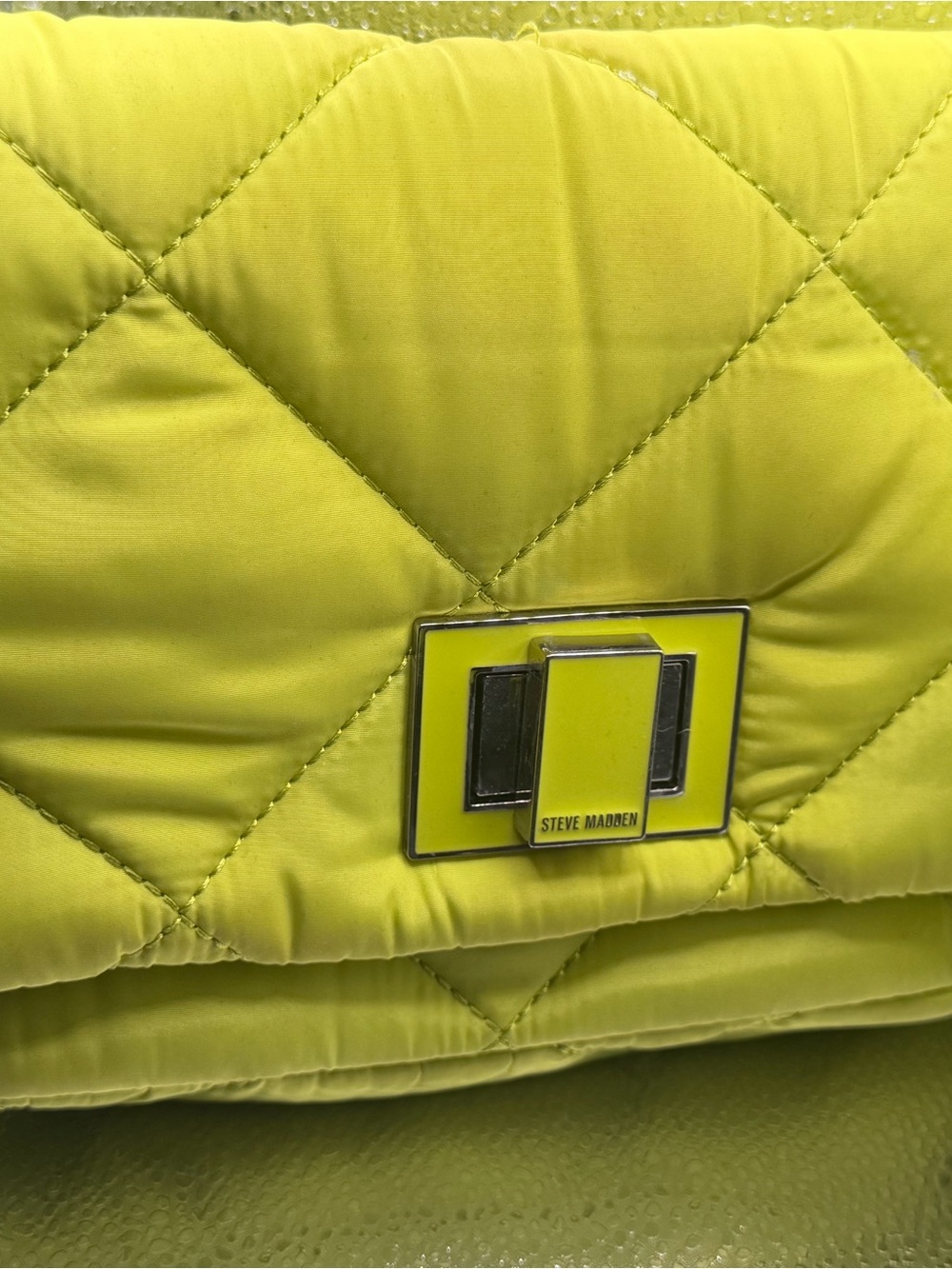 Steve Madden Neon Yellow Quilted Crossbody Bag